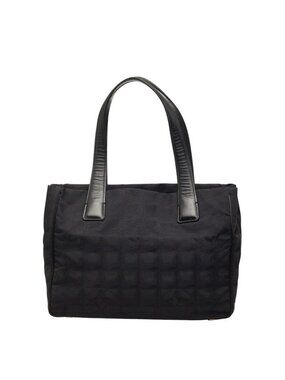 Chanel leline Handbag Black Nylon Leather